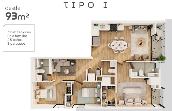 Venta de apto en ACRES zona 15 - 3 habs. - foto 2
